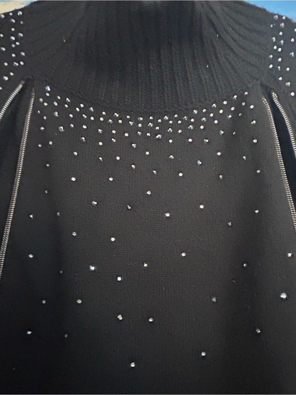 VDP Embellished Black Sweater Cape Zip up details - Picture 11 of 15